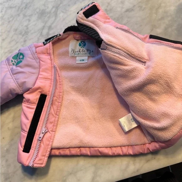 Buckle Me Baby - Pink and Purple Kids Puffer Jacket 6-9 months - Picture 3 of 4